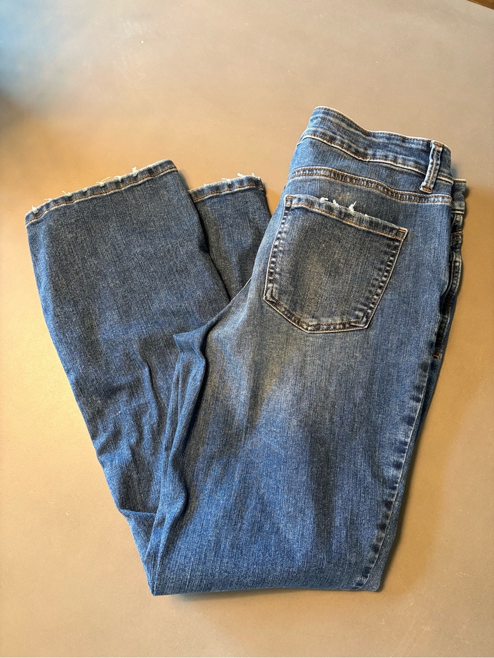 Maurices Women's Boot Cut Jeans in Blue Denim with Frayed Hem